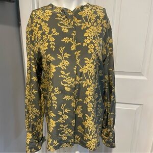 CALVIN KLEIN SILK FLORAL OLIVE GREEN/TAN SKIRT SET S/4